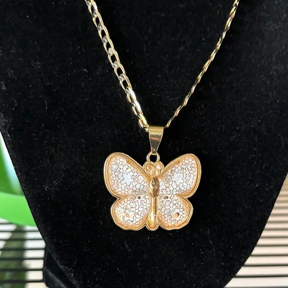Gold Butterfly Pendant Necklace - Picture 2 of 6